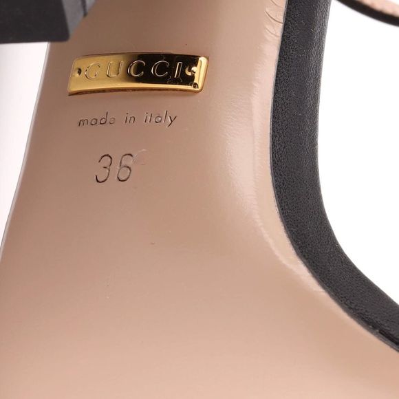 Gucci Women's GG Marmont Block Heel Sandals Leather Black - Picture 5 of 5